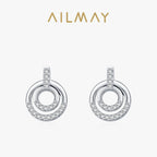 925 Sterling Silver Fashion Round Clear CZ Stud Earrings