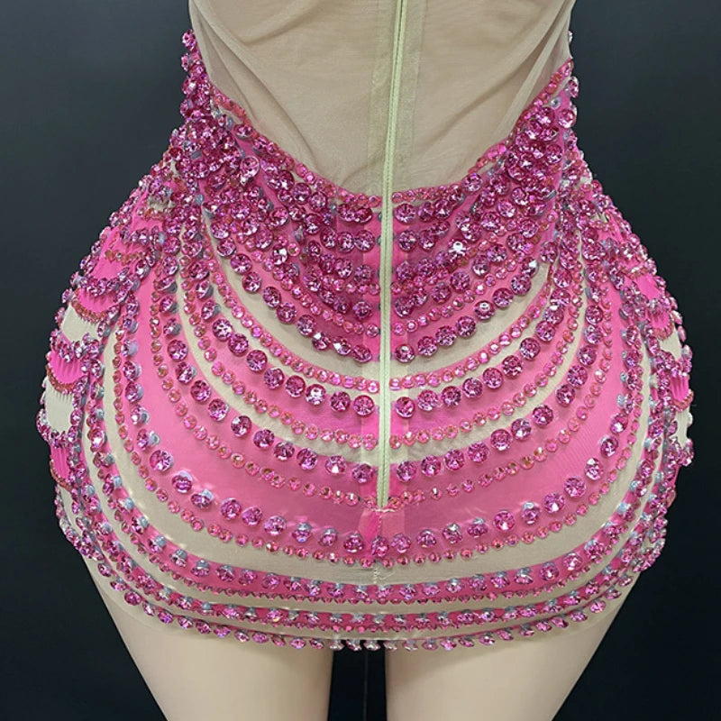Mesh Rhinestones Dress