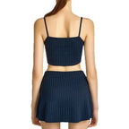 Pinstripe Crop Top and Mini Skirt Set