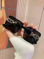 Crystal Encrusted Square Frame Sunglasses