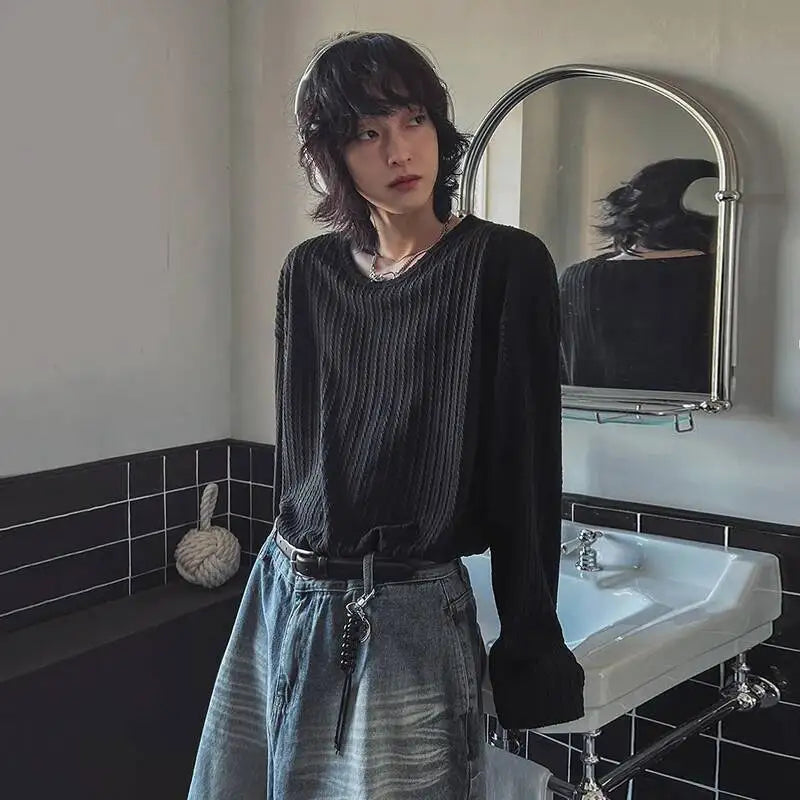 Round Collar Solid Color Casual Tee