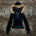 Zip-Up Hoodie with Faux Fur Trim Hood