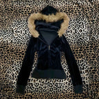Zip-Up Hoodie with Faux Fur Trim Hood