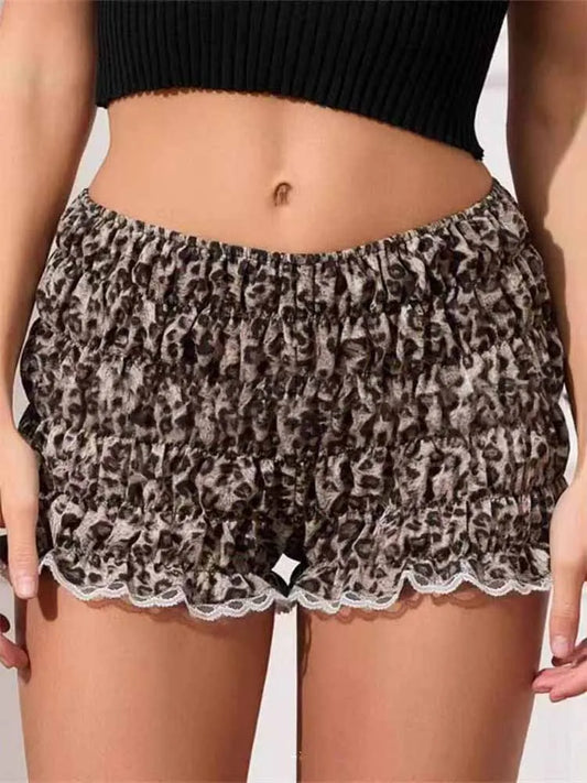 Leopard Print Ruffle Shorts