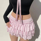 Bow Pleated Mini Skirt