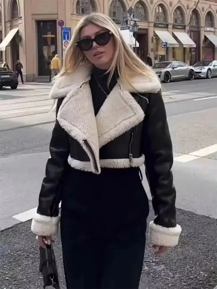 Faux Leather Short Jacket