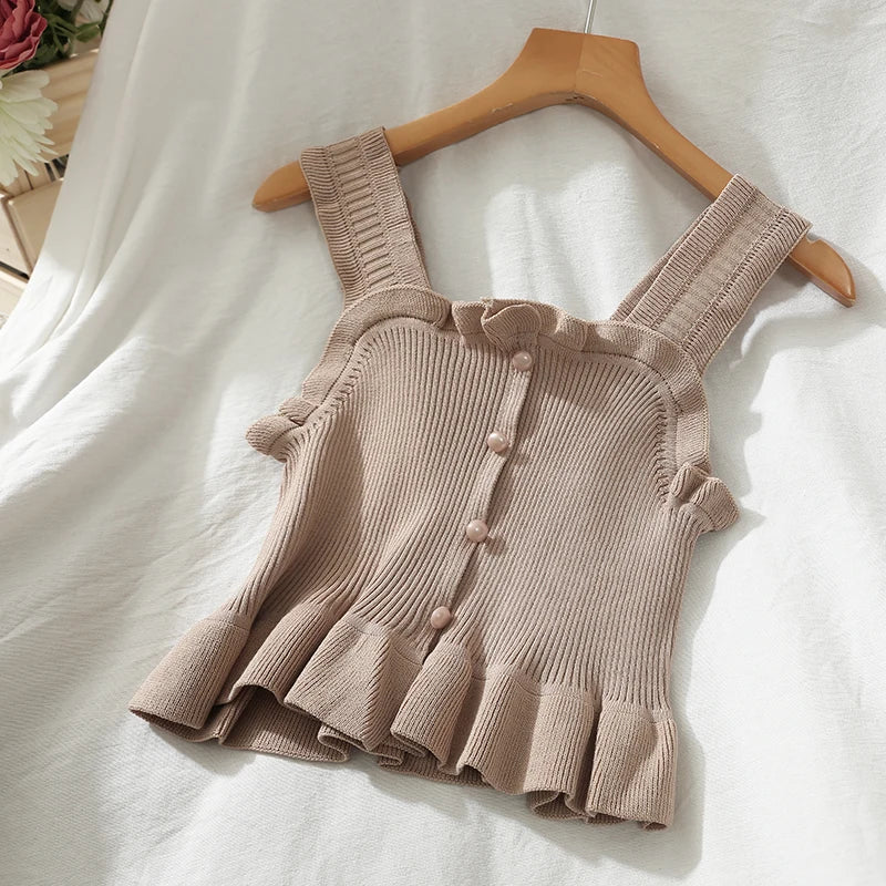 ITOOLIN Buttons Cropped T-Shirt