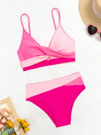 Contrast Push Up Cross Bikini
