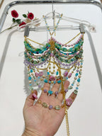 Handmade Turquoise Lavender Multi Stone Bead Body Chain Bralette