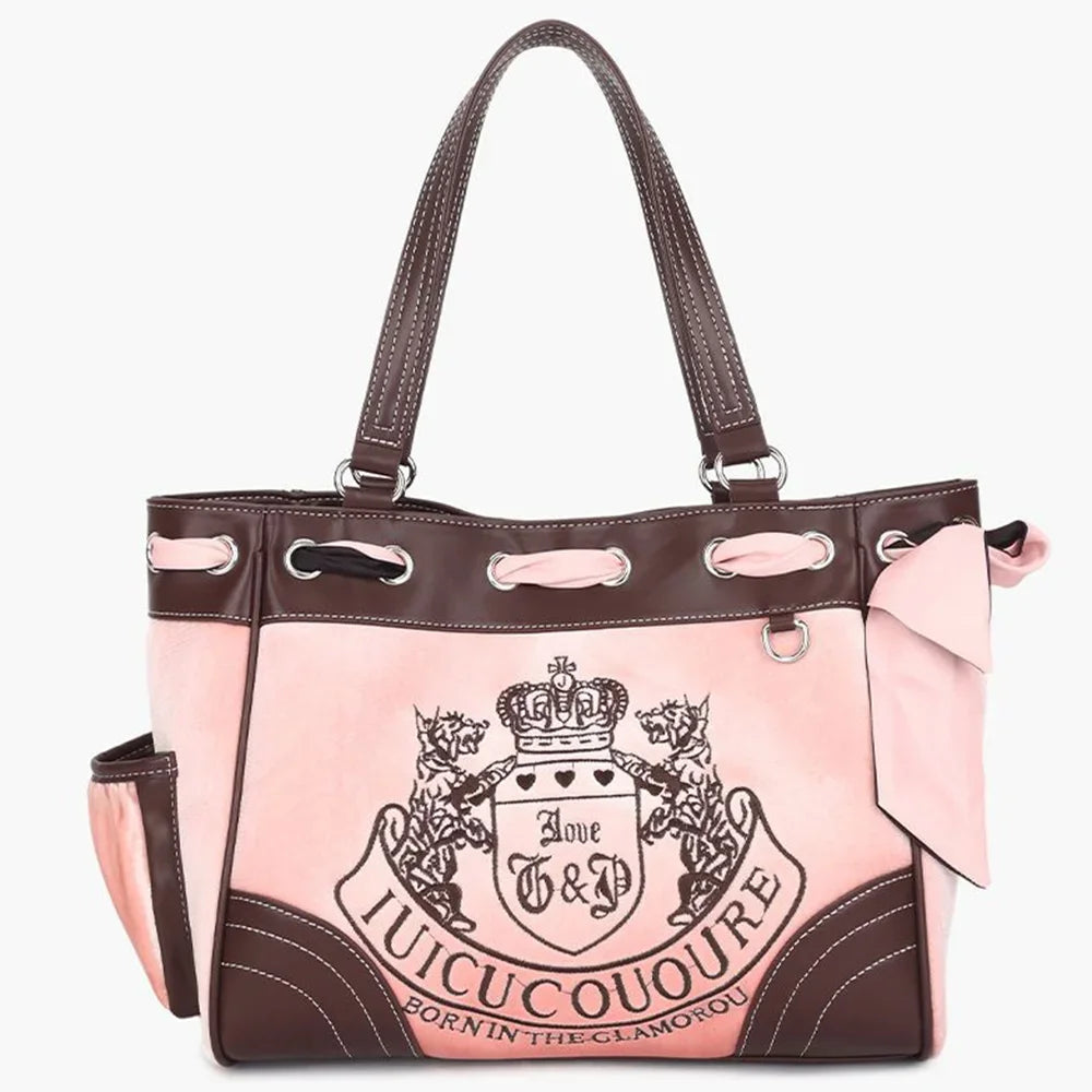 Internet-famous retro stylish spicy girl embroidered color-blocking bag Tote bag