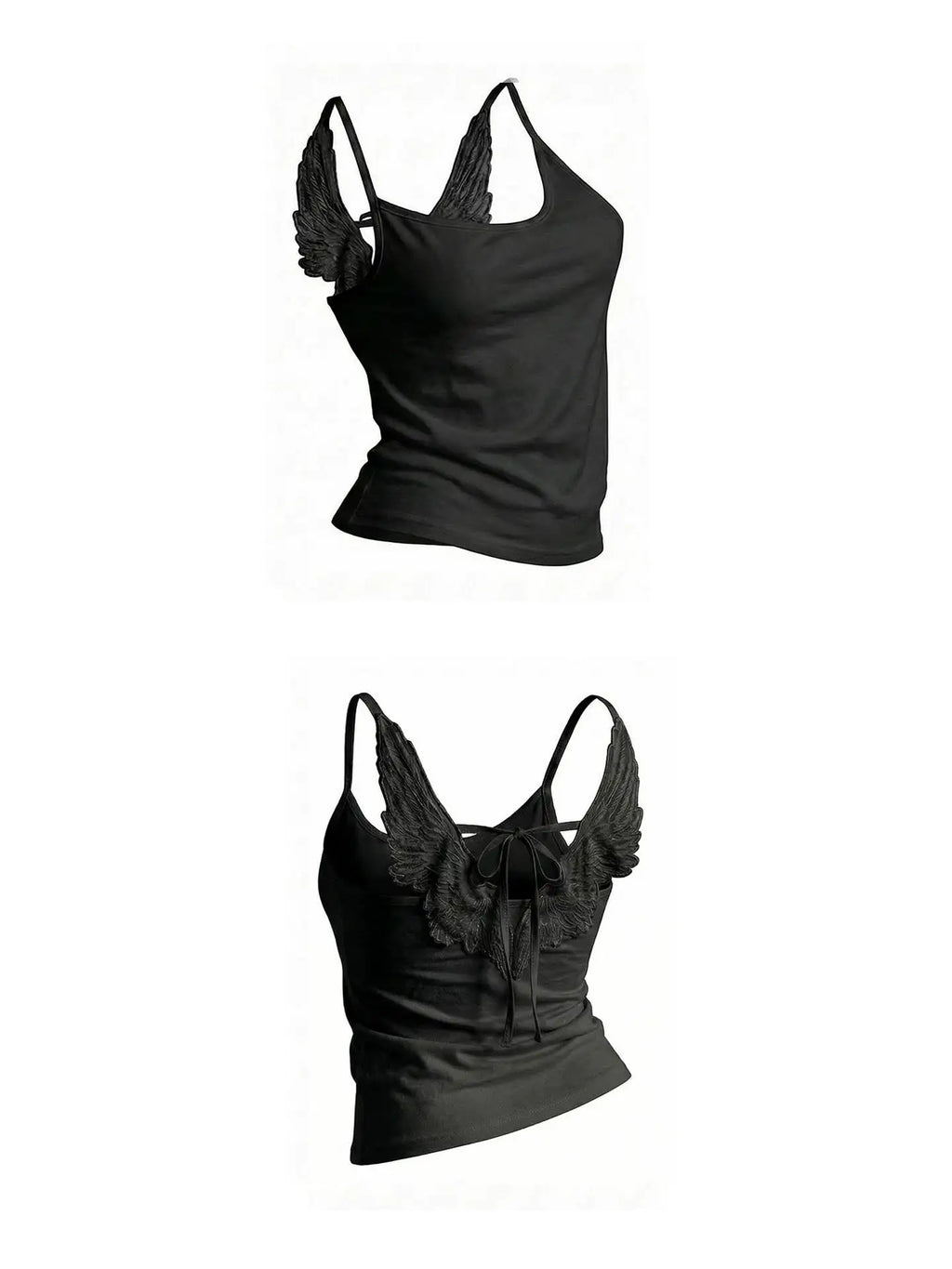 Angel Wings Embroidered Vest Denim Shorts Set