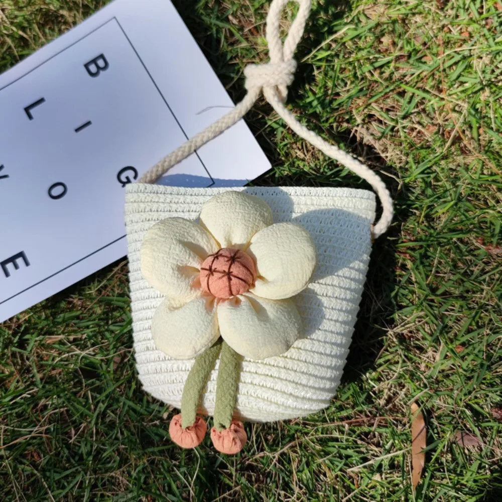 Children Flower Straw Bags