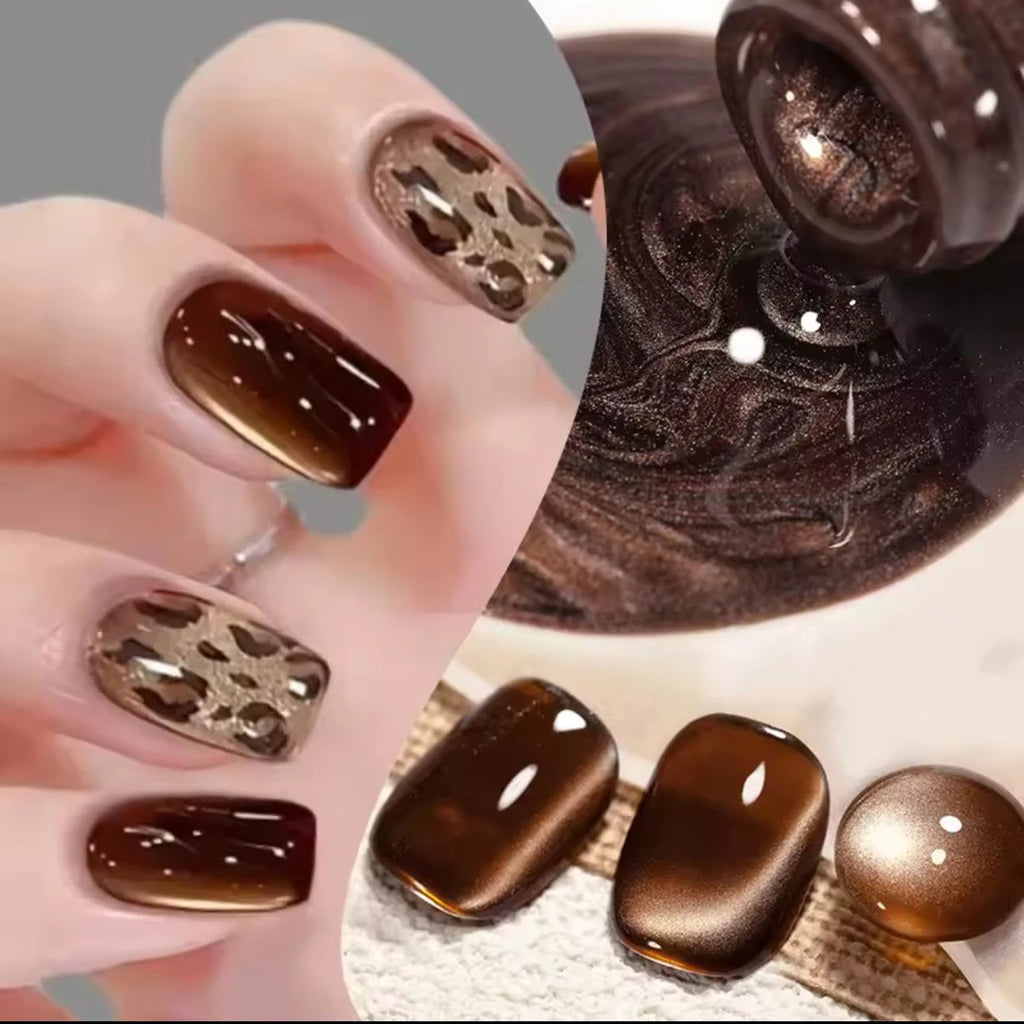 12ml 1-21pcs Brown Gold Cat Eye Gel Nail Polish