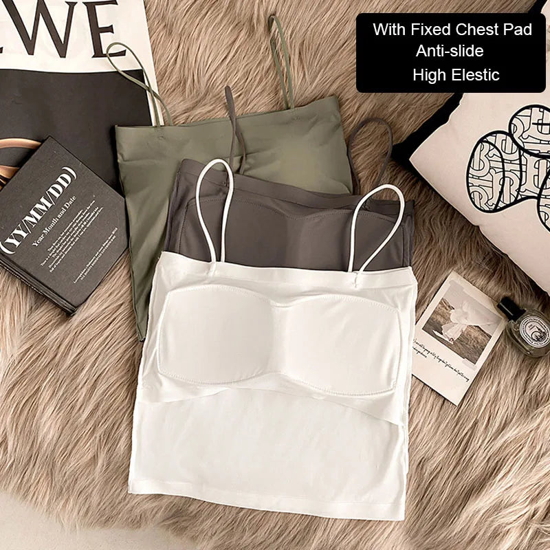 2PCS/Lot Ice Silk Back Camisole Top