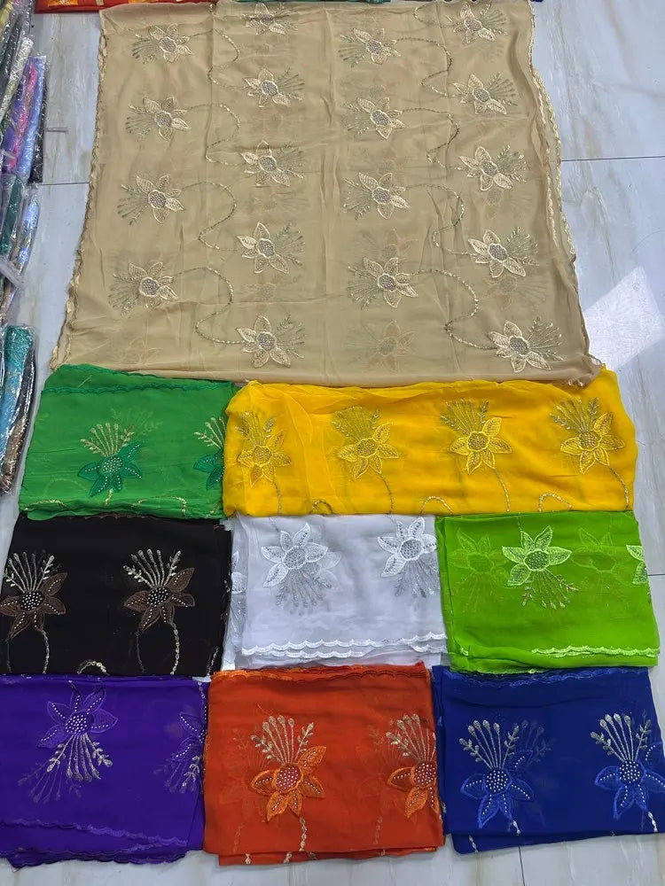 2025 New Dubai Scarf For Muslim Women African Chiffon Big Hijab Islam Hijab Pashmina Turban Headscarf Embroidery Shawls