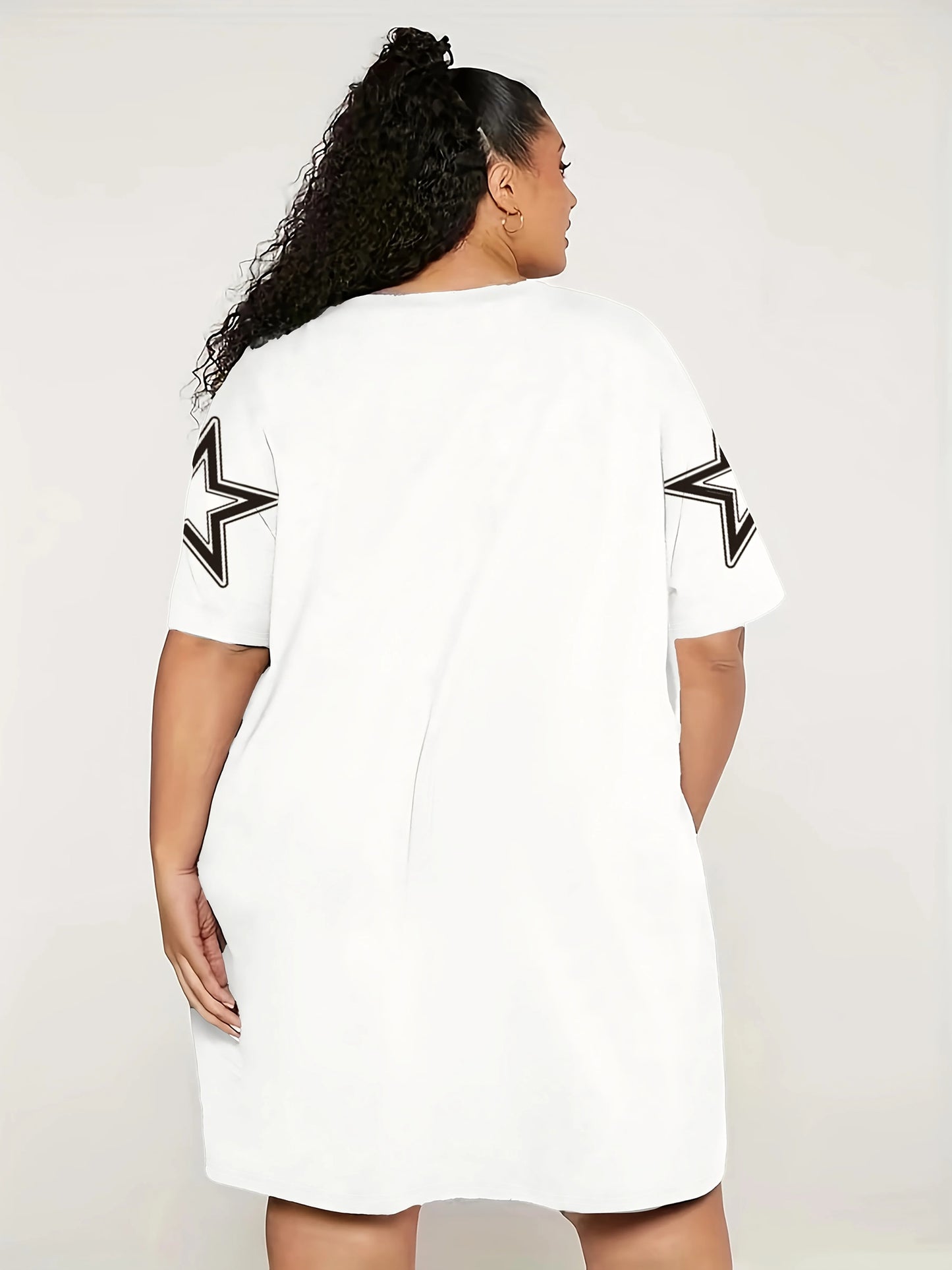 Letters and Numbers Graphic Drop Shoulder Short Sleeve Dress