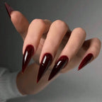 24pcs Extra Long Stiletto French Style Fake Nails