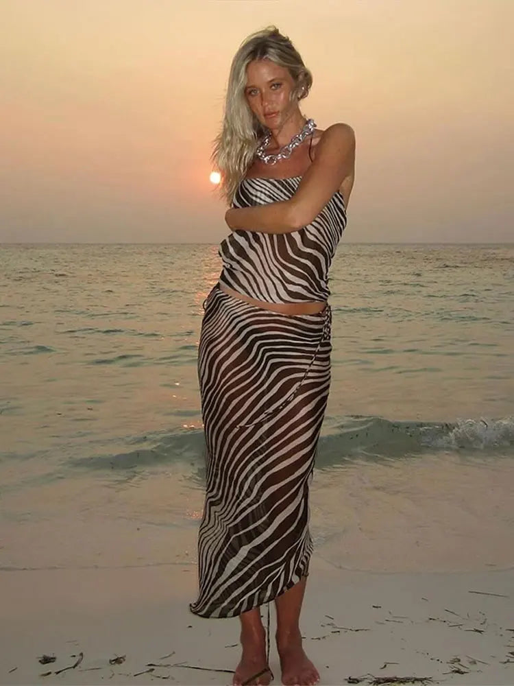 Zebra Print Top Skirt Set