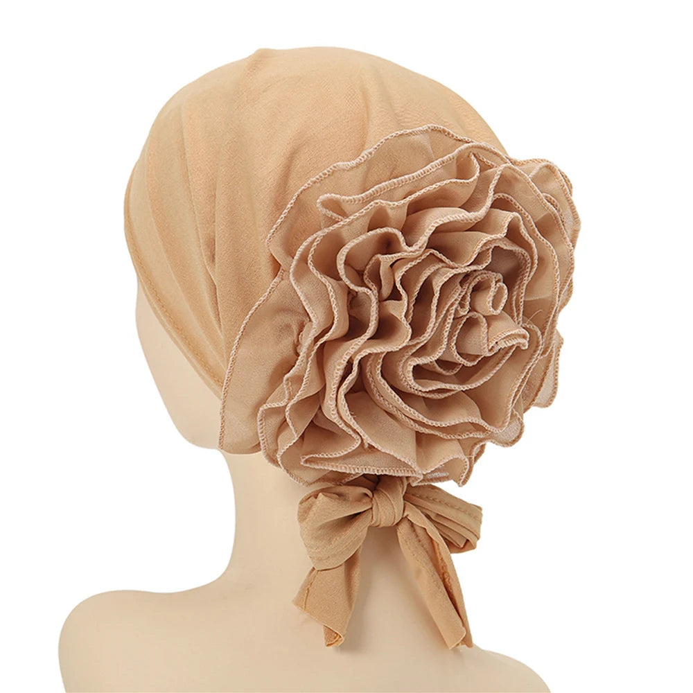 New Muslim Hijab Women Pre-Tied Inner Hijab Caps Soft Cotton Back Flower Muslim women hijab kebaya Islam Underscarf Hijabs femme
