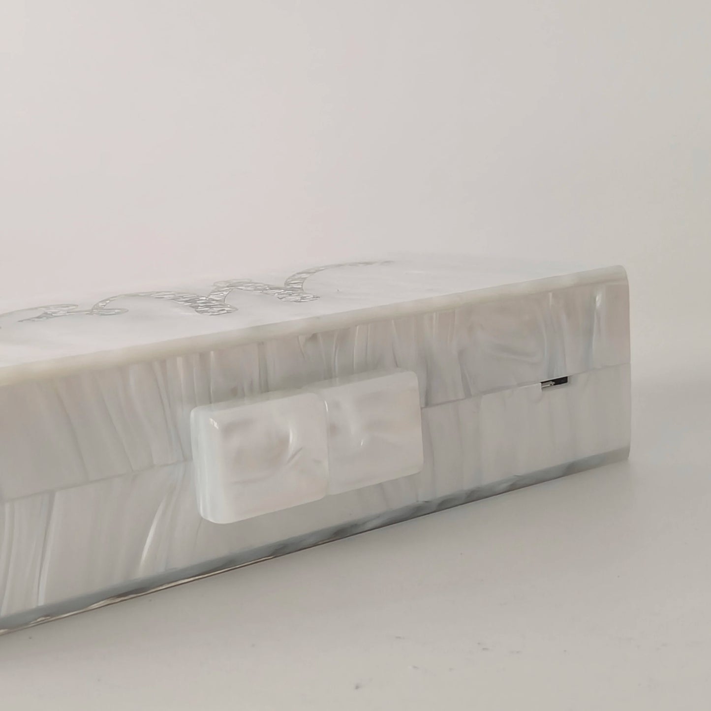 Pearl Marble White Letter Name Mrs Acrylic Box Evening Clutch Purse Womenunique PVC Long Female Mini Purses Wedding Party Bags