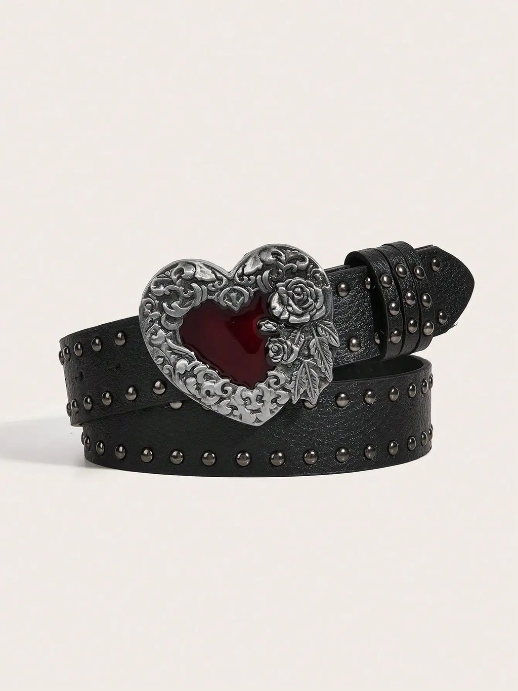 Rose Heart-Shaped Leather Belt
