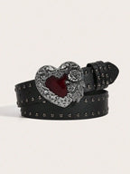 Rose Heart-Shaped Leather Belt