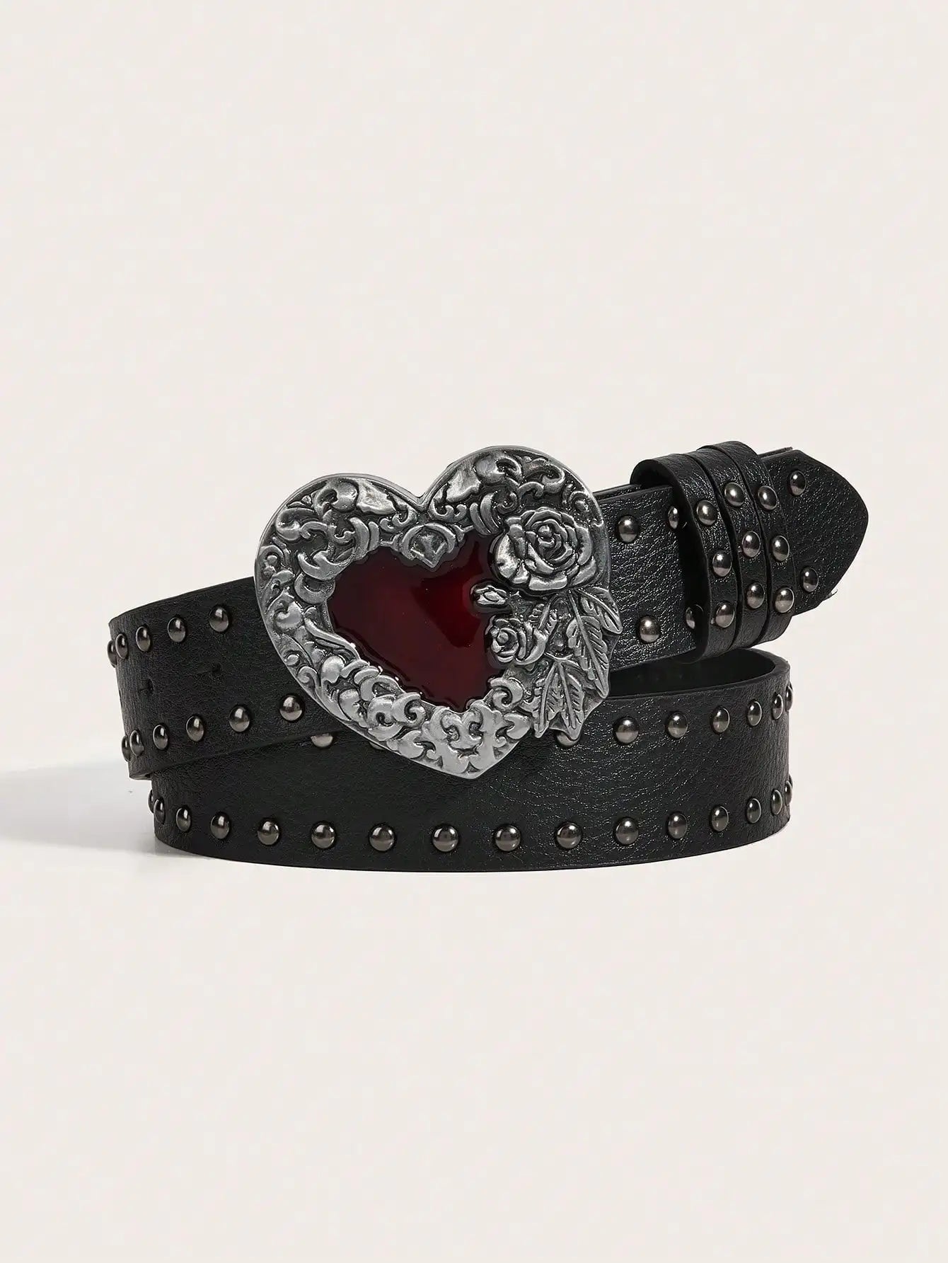 Rose Heart-Shaped Leather Belt
