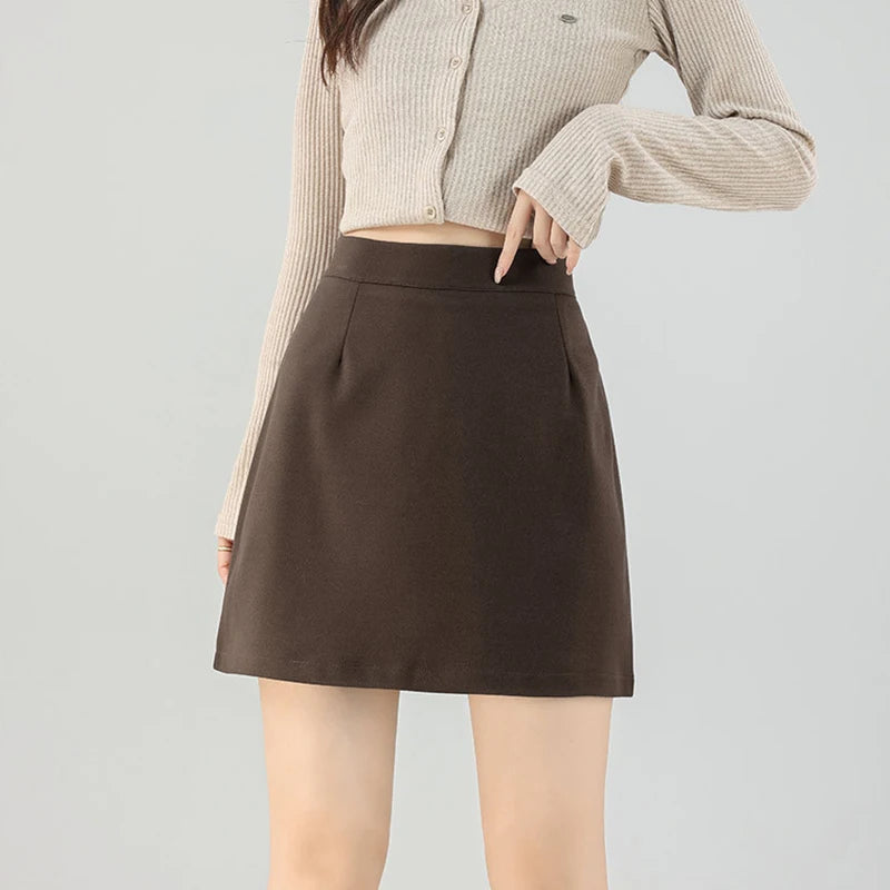 High Waist Woolen Wrap Hip Skirt