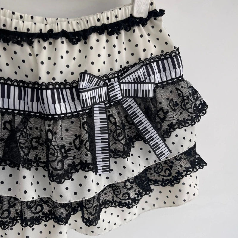 Piano Key Lace Cake Skirt