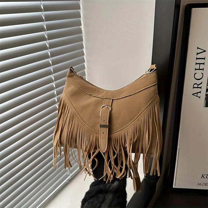Tassel Suede Crossbody Bag