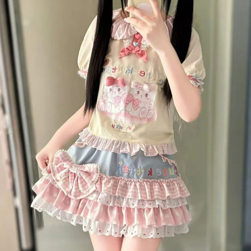 Layered Ruffle Mini Skirt Set