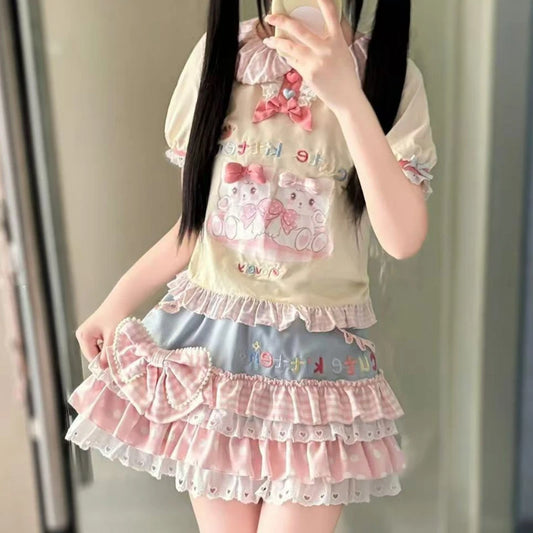Layered Ruffle Mini Skirt Set