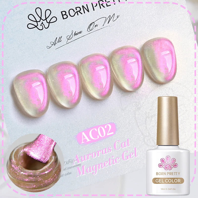 BORN PRETTY 10ml Water Light Cat Magnetic Gel Nail Polish Shining Super Sliver-light Holographics Soak Off UV Gel Varnish