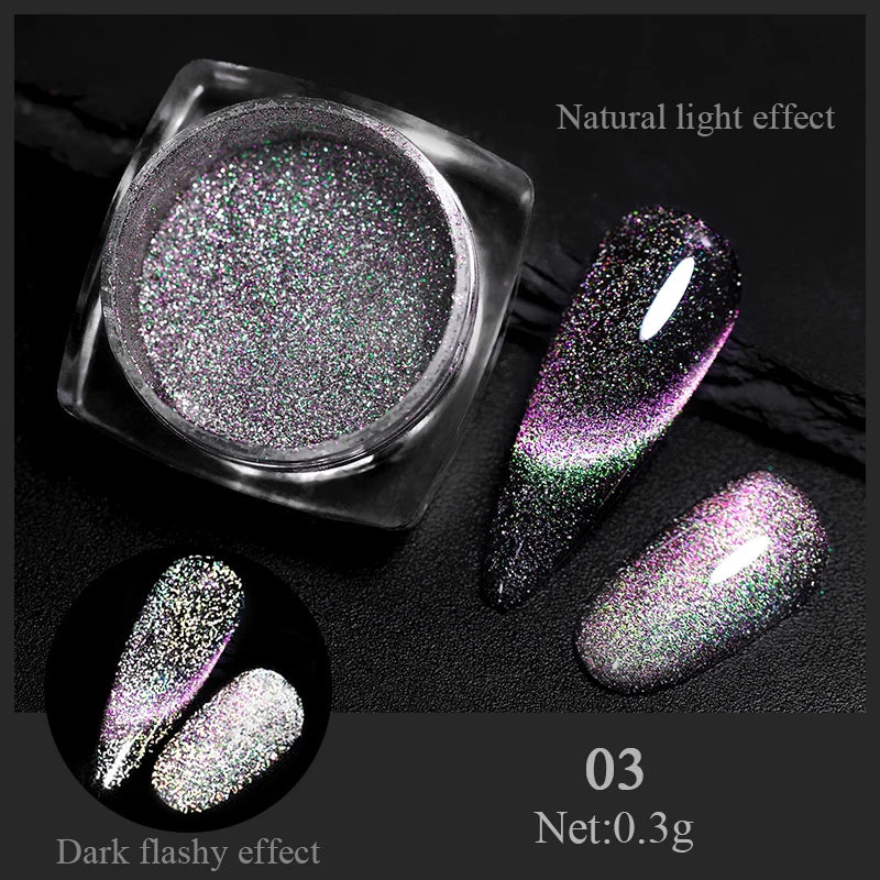 Water Light Purple Cat Magnetic Nail Powder Glitter Cat Magnet Effect Metallic Nail Pigment Dust Nail Art Supplies Decoration