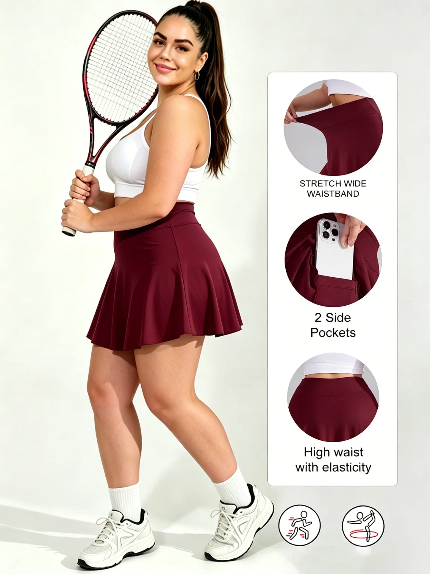 Pleated Athletic Skirts with Pockets