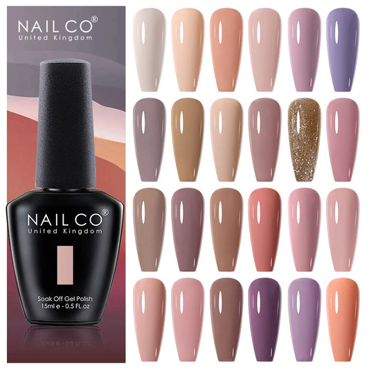 NAILCO 15ml Nail Gel Polish Winter Nude Colors Hybrid Gel Varnish Manicure UV Gel Nail Polish Primer Top Base Coat LED Nails Art