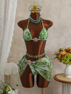 Veinkueeni Skirt Tie Dye Halter Bikini