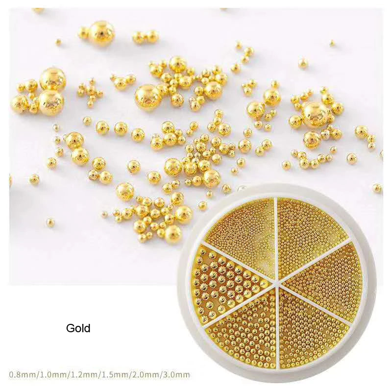 Gold/Silver Stainless Steel Nail Art Beads 3D Mini Alloy Caviar Ball Nail Charm Metal Micro Caviars DIY Nails Jewelry Accessorie