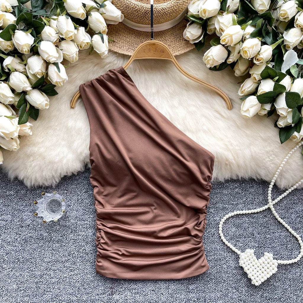 Asymmetrical Pleated Tank Top