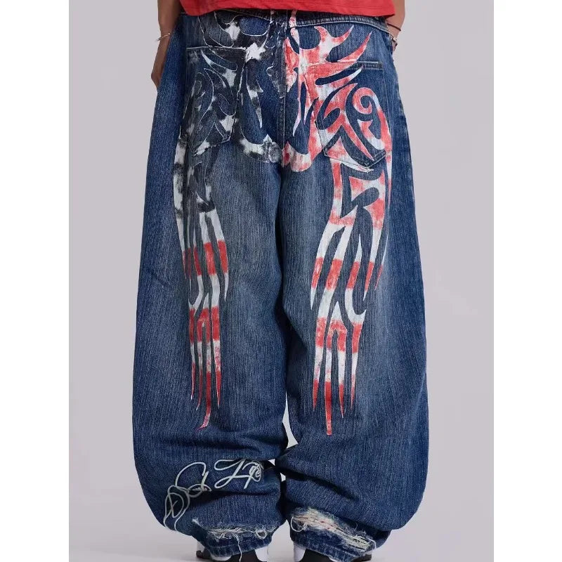 Tribal Print Baggy Jeans