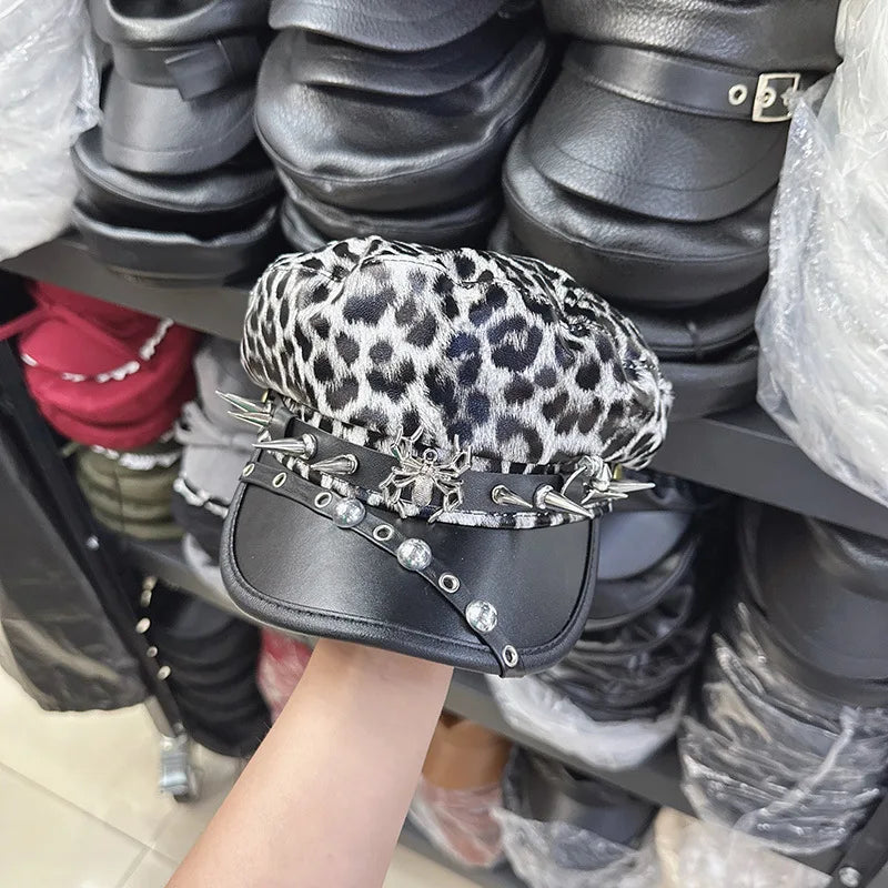 Leopard Print Newsboy Hat