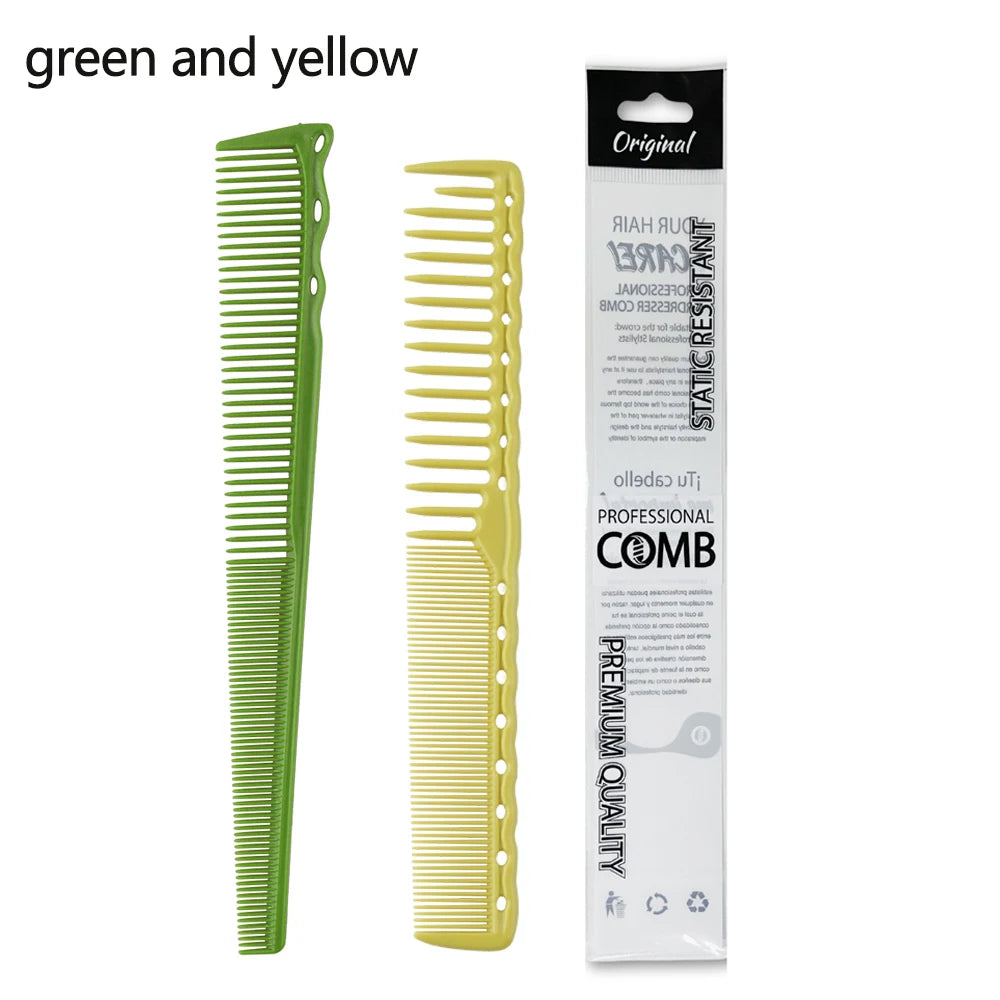 2PCS Set Professional Barbershop Hairdressing Dense Teeth Comb Anti-Static Edge Corner Comb Flat Haircut Styling Trimming Tools