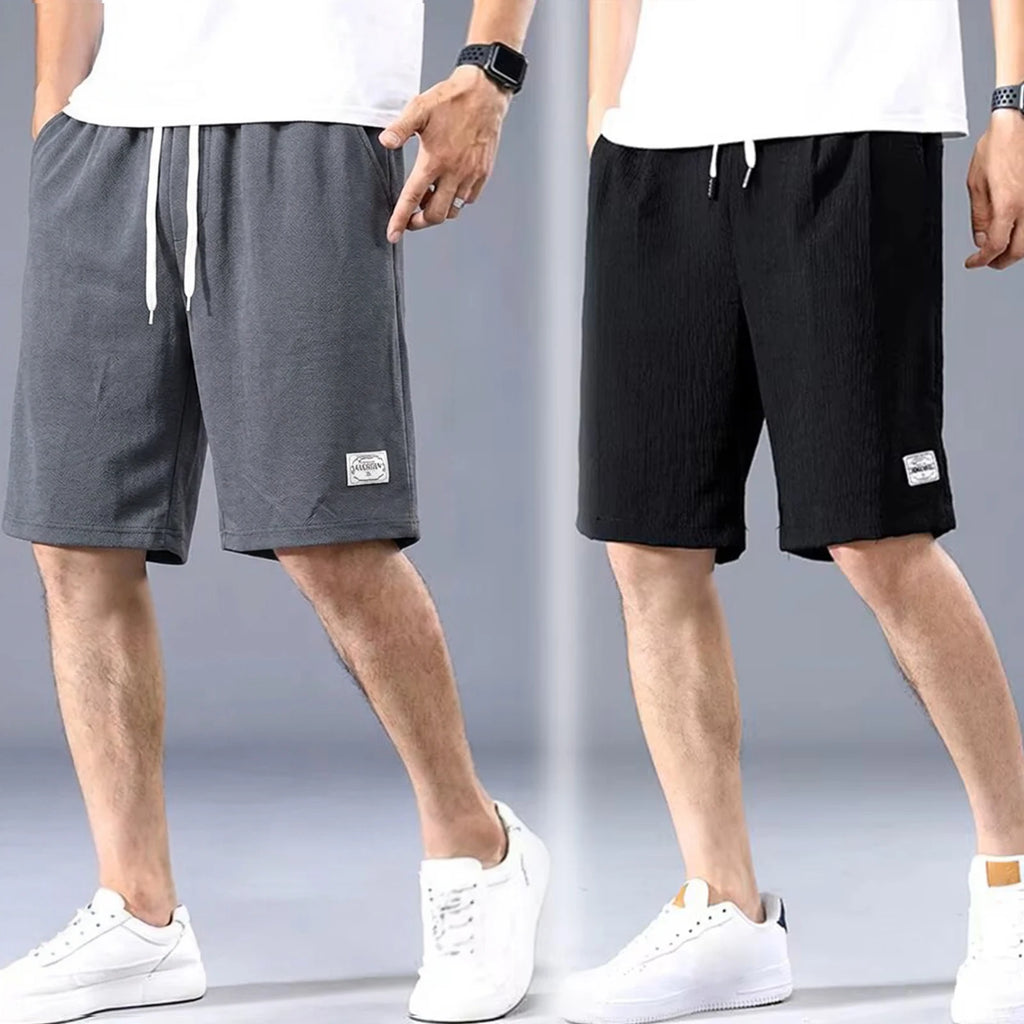 メンズ アイスシルク ショートパンツ 薄手 スポーツ クロップドパンツ ゆったり ストレート脚 クール 通気性 新トレンド カジュアル XL-XXXL