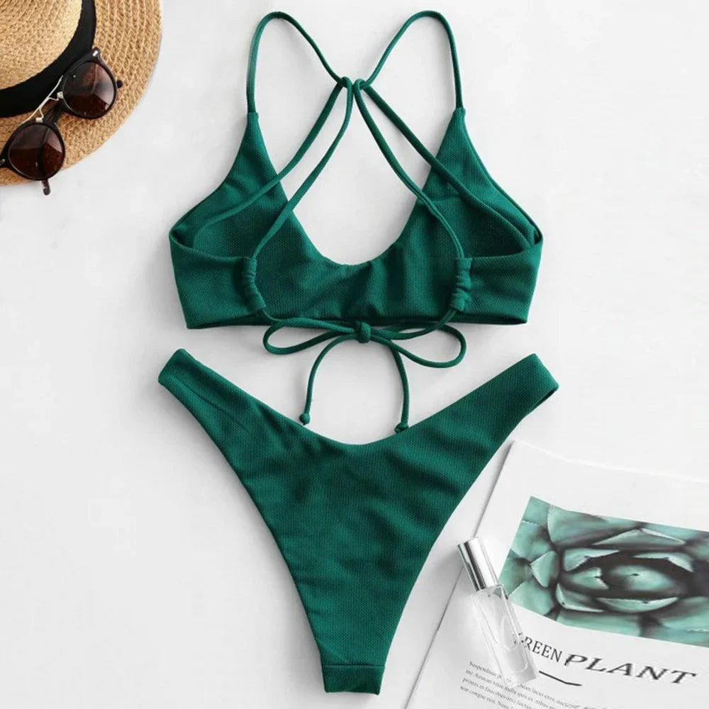 KUKAKEY String Backless Bikini