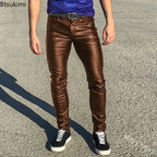 Elastic Low Waist PU Leather Pants