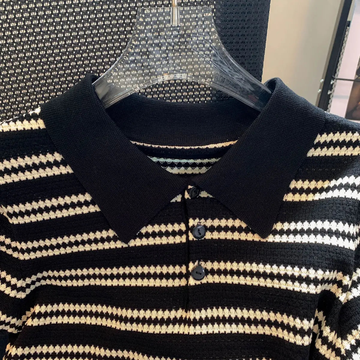 Knitted Stripe Polo