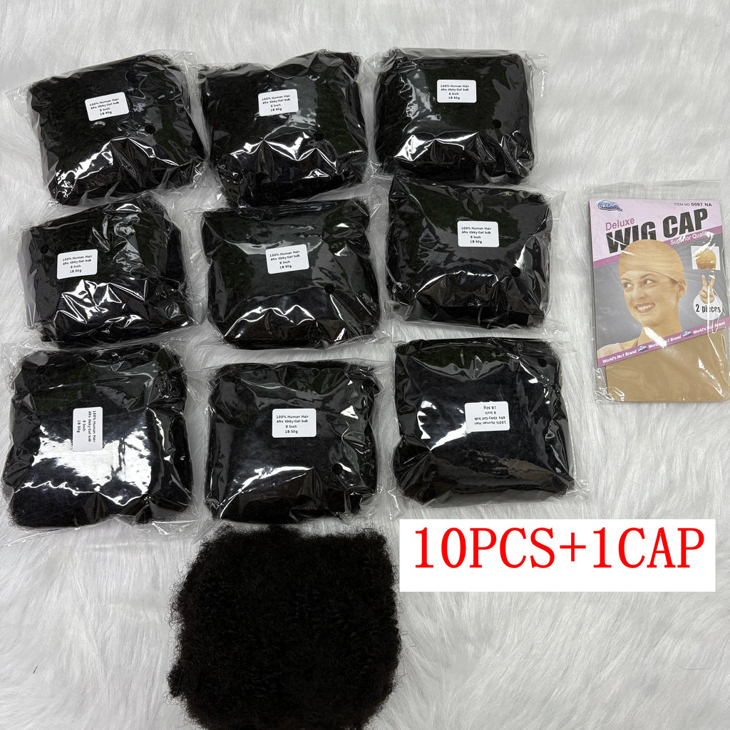 Tight Afro Kinky Bulk Human Hair for Dreadlock Extensions 100% Human Hair 30G/1 Pack 8 Inch Natural Repair Extensions for Braids