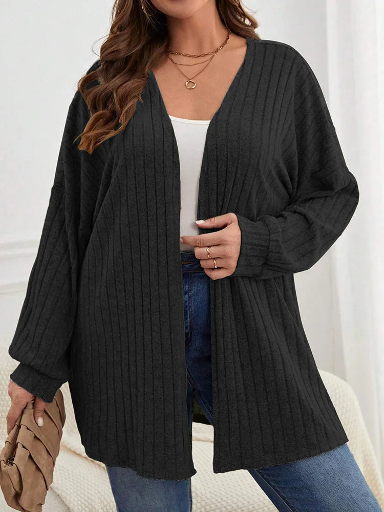 GIBSIE Solid Color Loose Cardigan