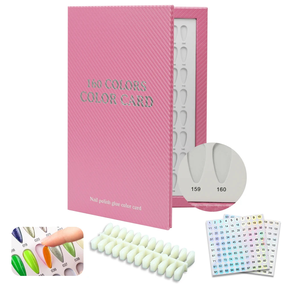 New 160Colors Waterproof Nail Display Book Nail Polish Books With 240 Fake Nails Tips False Nails Styles Showing Book Nails Tool