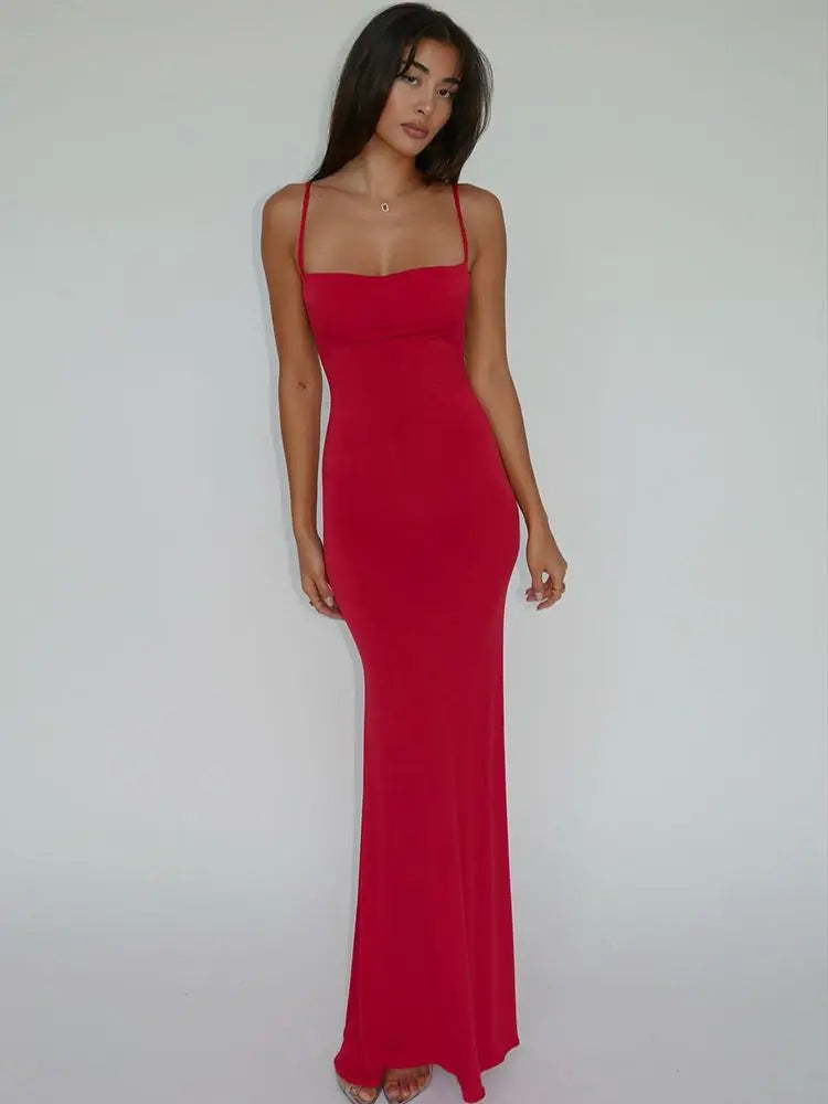 Draped Backless Sleeveless Slip Maxi Dress